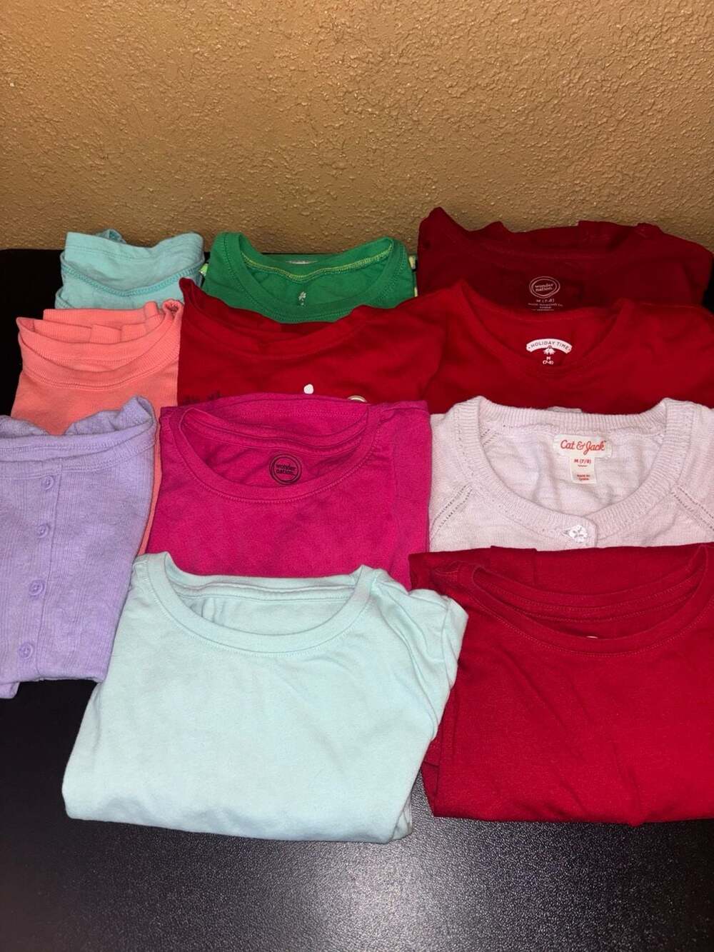 Girls Assorted Long Sleeve T-Shirt and Cardigan Bundle Size M 7-8